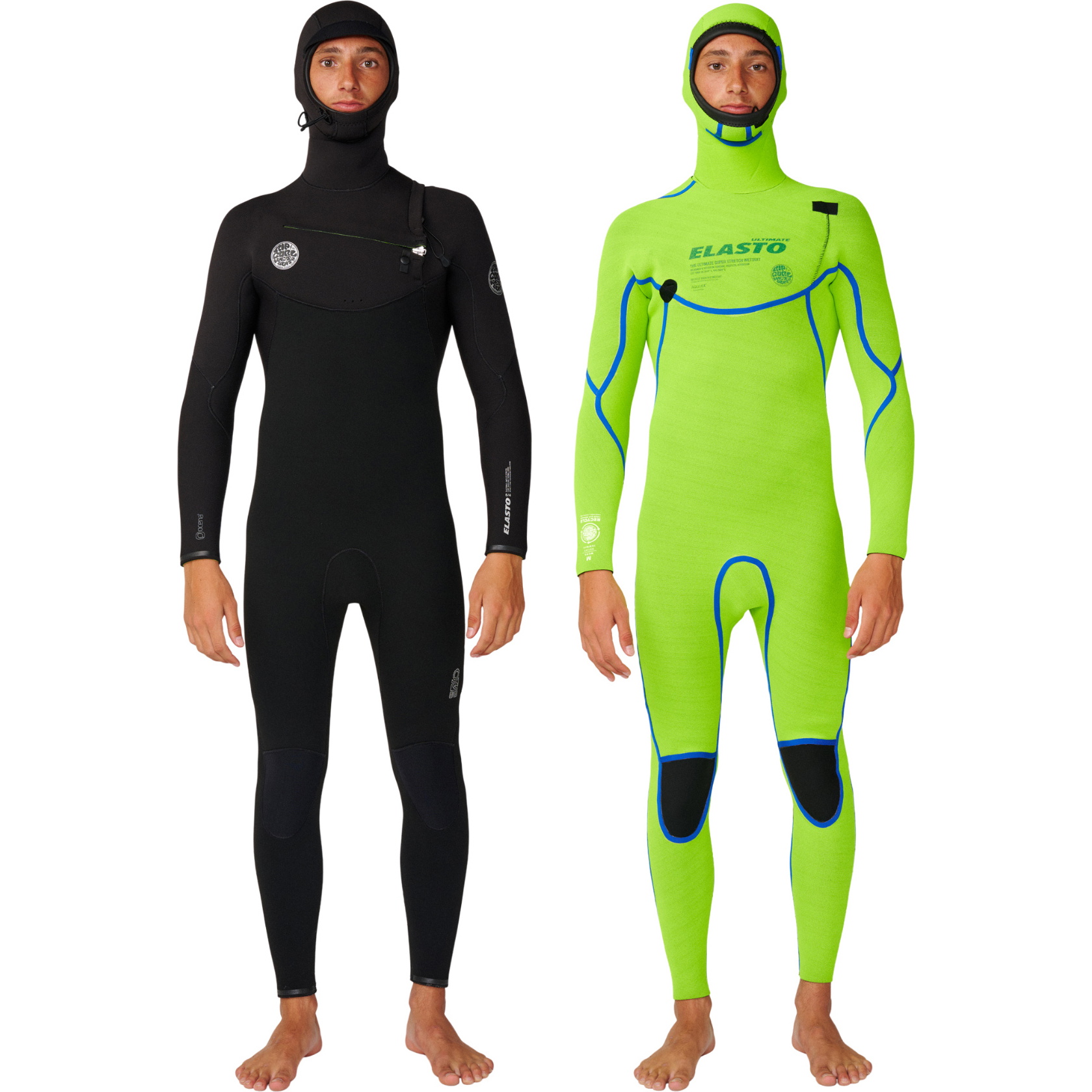 2027 Rip Curl Mens Elasto 5/4mm Chest Zip Hooded Wetsuit 18UMFS - Black